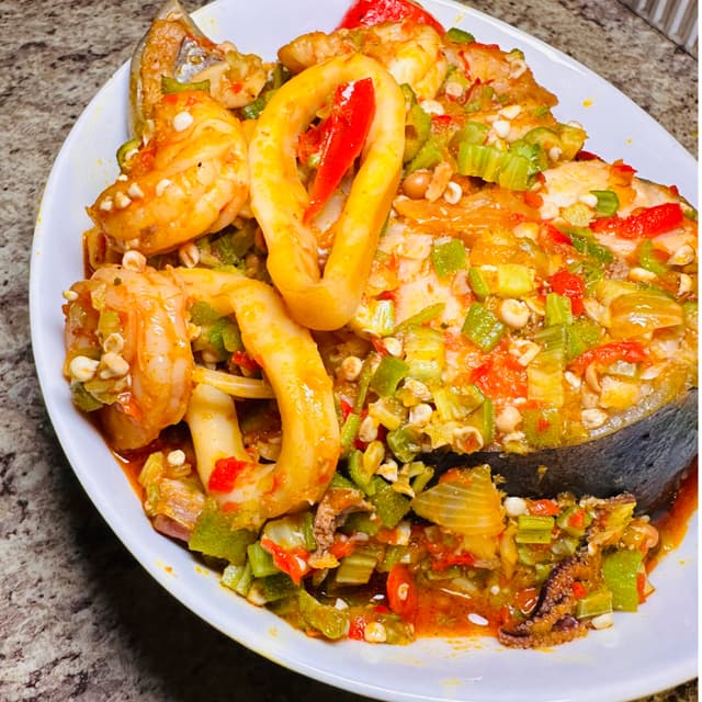 Sea food Okra Soup